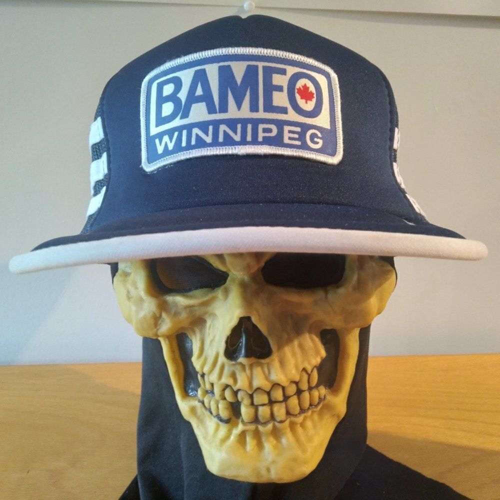Deadstock Vintage Bameo Winnipeg Patch 3 Stripe Trucker Hat